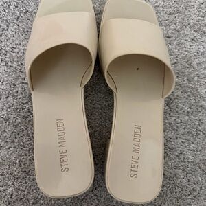 Steve Madden Cream Single-Band Slide Mules